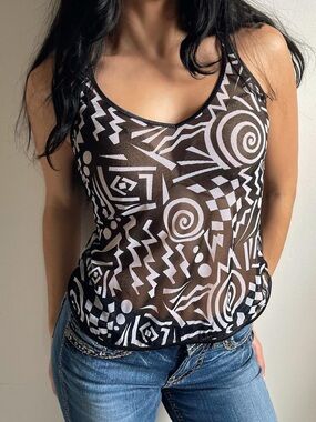 Guess Sheer Geometric Tank Top
